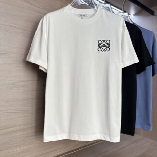 Replica Loewe Embroidered Letter Round Neck T-Shirt For Men 26SS