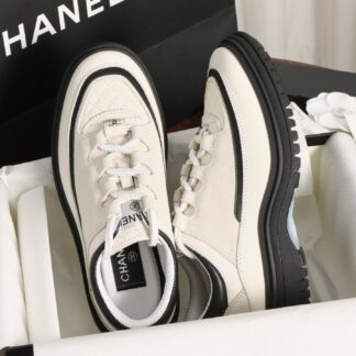 Chanel 25B Suede Quilted Chunky Sole Beige For Women