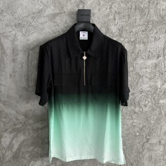 Casablanca 25SS Gradient Jacquard Silk Zipper Short Sleeve Shirt For Men