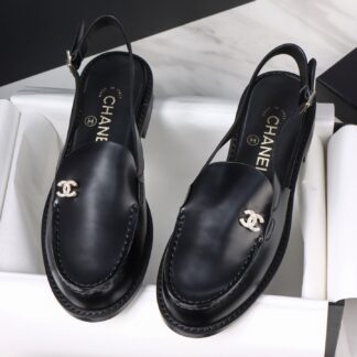 Chanel 25P Black Open-Toe Single Shoes For Women