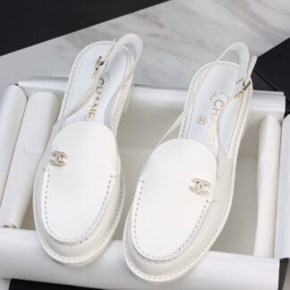 Chanel 25P White Open-Toe Single Shoes For Women