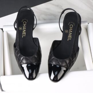 Chanel 25K Black Quilted Flat Slingback For Women