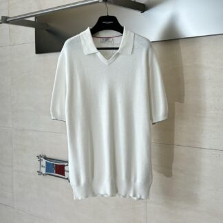 Brunello Cucinelli BC Collar Knit Top White