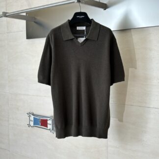 Brunello Cucinelli BC Collar Knit Top Grey