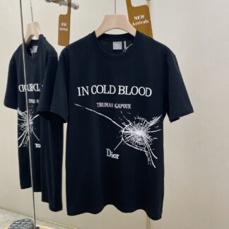Replica Dior 2026 In Cold Blood Embroidery Print T-Shirt Black