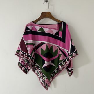 Replica Pucci Vortex Print Silk Poncho Top For Women