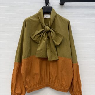 Replica YSL Spring Color-Block Windbreaker Jacket with Sash