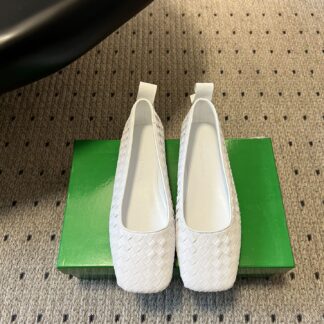 Bottega Veneta Woven Pointed Toe Shoes White