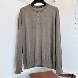 Replica Loro Piana Henley Collar Linen Knit Sweater For Men