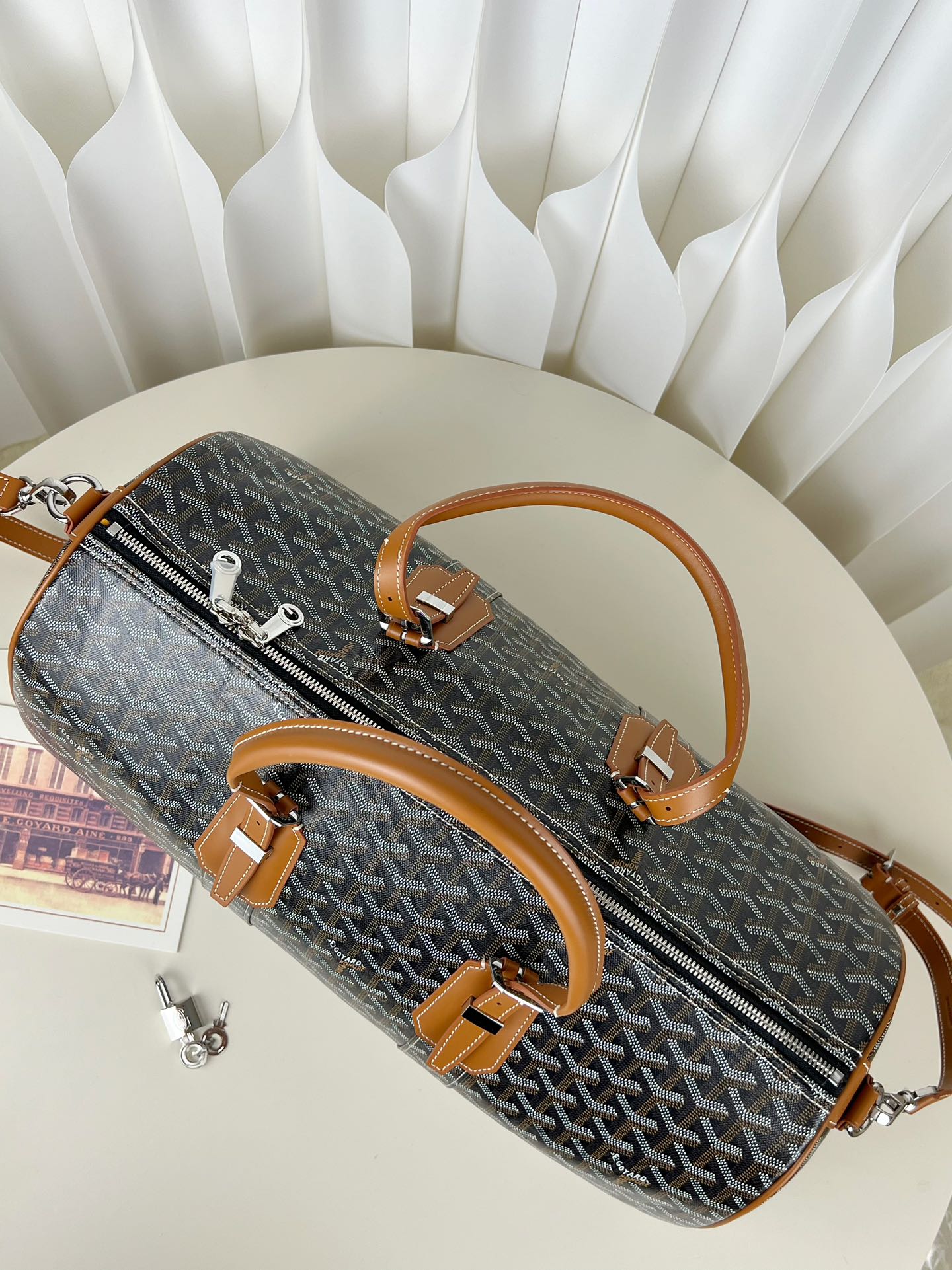 Replica Goyard Boston 45 bag Black & Tan - Image 14